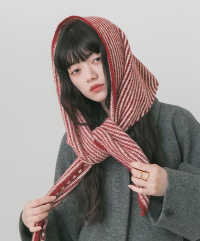 【 SMELLY 】26AW 條紋三角針織圍巾12