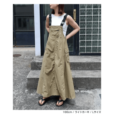 【日本 andme】多機能尼龍吊帶長裙 抗UV接觸涼感潑水加工7