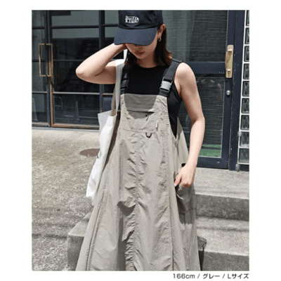 【日本 andme】多機能尼龍吊帶長裙 抗UV接觸涼感潑水加工6