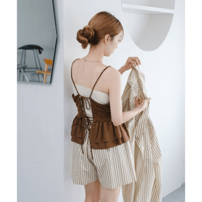 【日本2025秋冬】麂皮荷葉下擺吊帶背心2