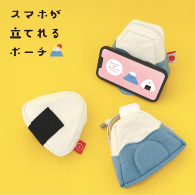 【日本DECOLE】可立式手機收納包（全2款）富士山 / 御飯糰2