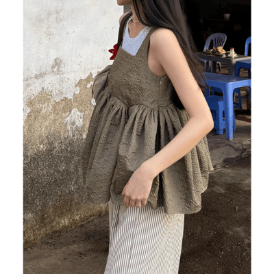 【 titivate 】日系大人感．方領蓬鬆下擺細肩帶背心14