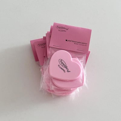 （現貨）韓國選品｜ happy hour 粉紅愛心隨身鏡1