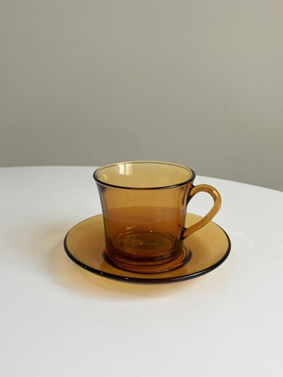 （現貨）韓國選品｜法國製耐熱玻璃杯 Duralex 琥珀色咖啡杯盤組3