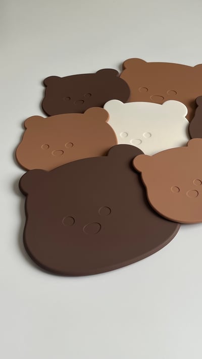 （現貨）韓國小熊矽膠杯墊7