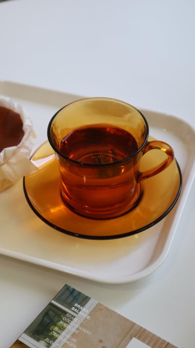 （現貨）韓國選品｜法國製耐熱玻璃杯 Duralex 琥珀色咖啡杯盤組2