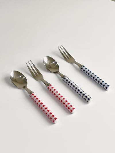 （現貨）復古格紋餐具2