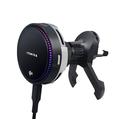 HEMIGA Qi2無線快充磁吸手機架 G76 車用手機架 真15W RGB燈 iPhone 12-17支援 強力磁吸 通用型1