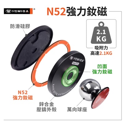 HEMIGA 車用迷你磁吸支架 H707Mini 磁吸手機架 相容magsafe尺寸 車用 通用型8