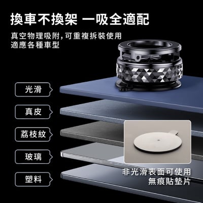 磁吸手機架 真空機械磁吸架 菱格紋 2025新款 全合金 手動免充電 吸盤 磁吸 H712BK8