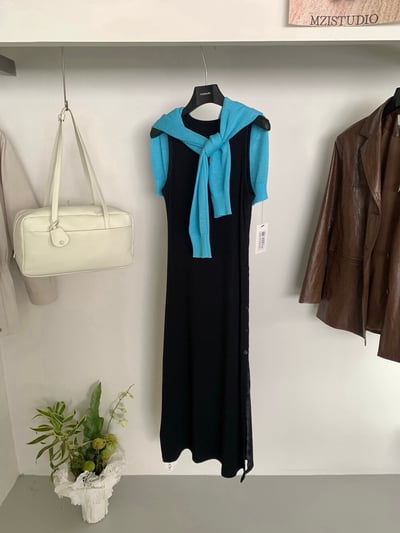 Gz73 側排釦無袖連衣裙5