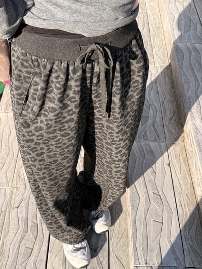 Gz53日常豹紋抽繩長褲5