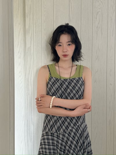 Gz82 不規則格紋細肩ops（2colors）4