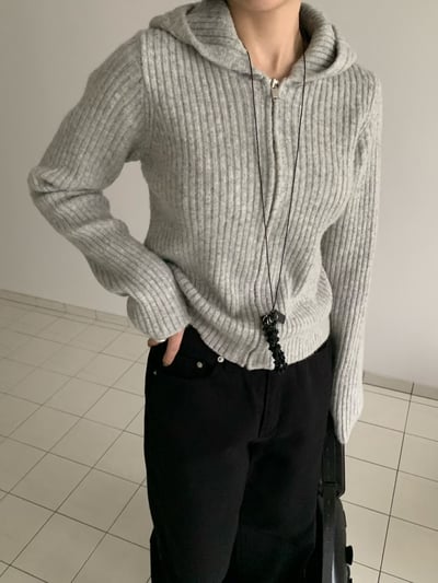 Oct23 坑條連帽針織外套（3colors）4