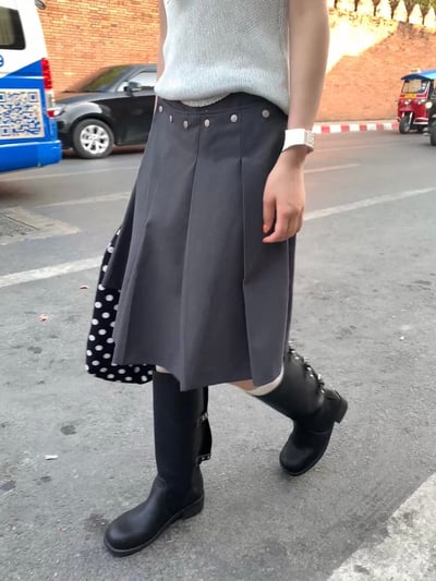 Gz78 鉚釘設計感百褶裙S/M（4colors）5