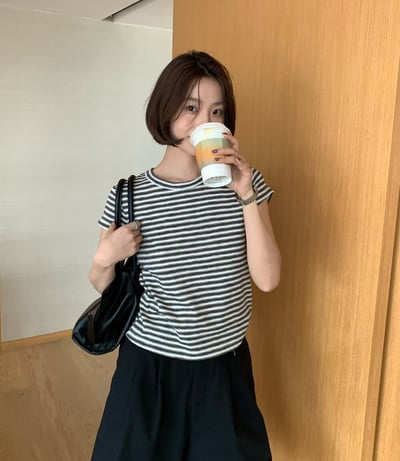 Gz80 撞色條紋上衣（4colors）1