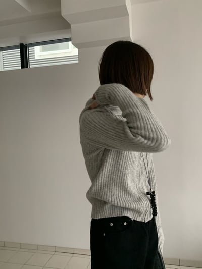 Oct23 坑條連帽針織外套（3colors）3