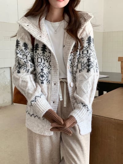 Gz28 冬日立領大園釦毛衣（2colors）3