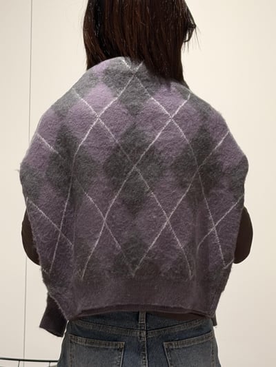 Gz32 紫灰菱格紋毛衣7