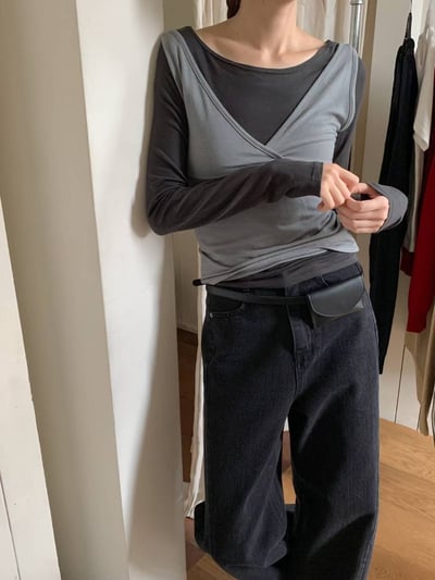 s14 時髦撞色兩件式上衣（3colors）5