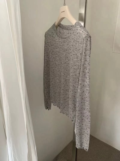 Gz84 捲邊點點打底上衣（2colors）2