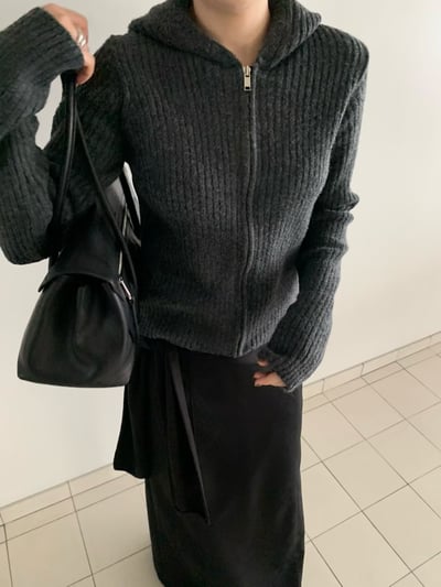 Oct23 坑條連帽針織外套（3colors）7