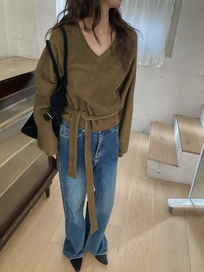 N24 v領毛衣附小圍巾（3colors）4