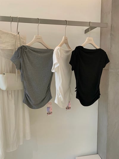 Gz71 斜肩一字領修身上衣（3colors）3