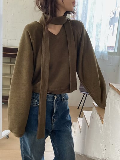 N24 v領毛衣附小圍巾（3colors）3