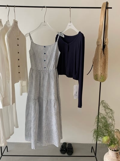 Gz81 藍格紋收腰連身裙+外套5