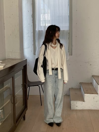 N24 v領毛衣附小圍巾（3colors）8