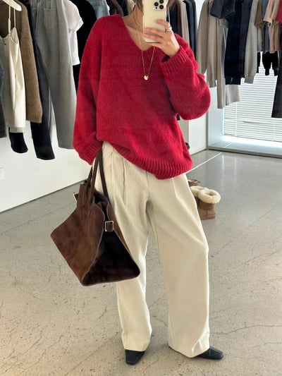 N20柔軟寬鬆V領毛衣（4 colors）13