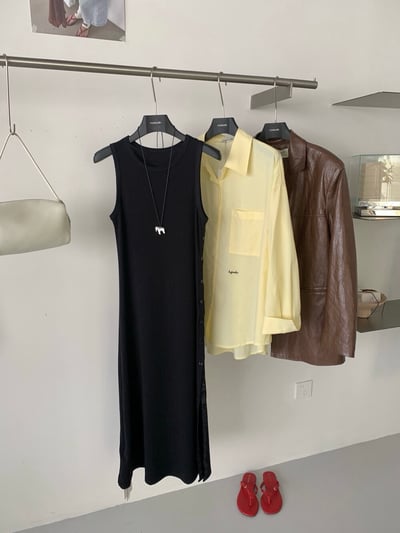 Gz73 側排釦無袖連衣裙6