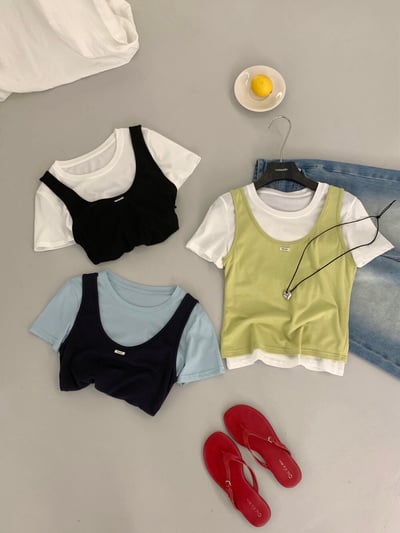 Gz72 韓系疊穿兩件式上衣（3colors）9