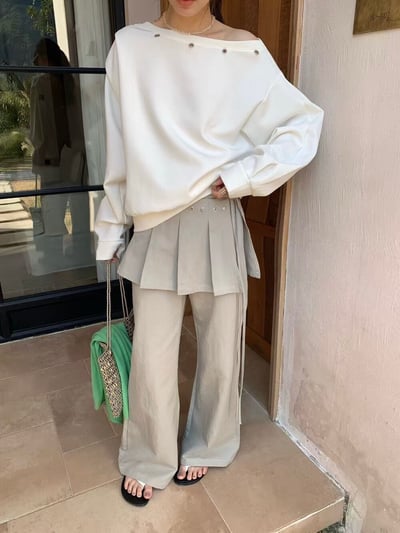 Gz75 設計款百褶裙休閒褲S/M/L（4colors）2