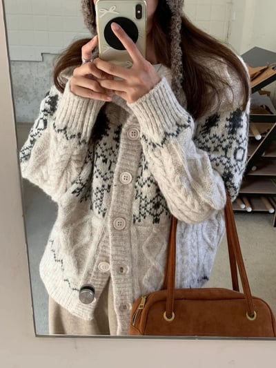 Gz28 冬日立領大園釦毛衣（2colors）1