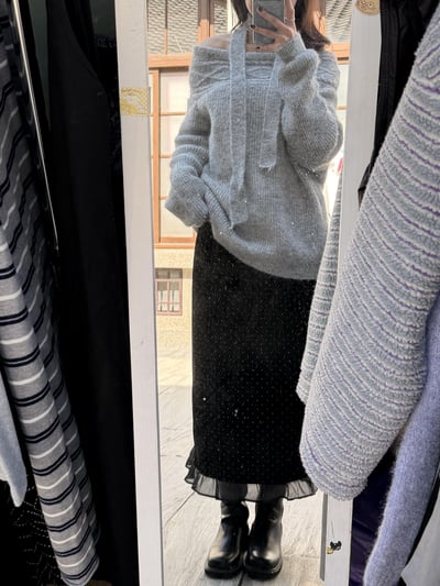 Gz36一字領圍巾針織毛衣（3colors）4