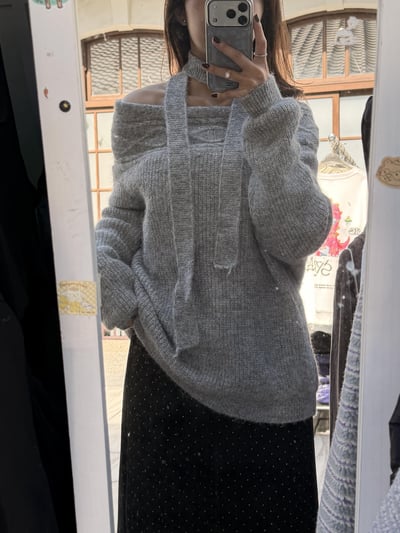 Gz36一字領圍巾針織毛衣（3colors）3