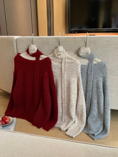 Gz36一字領圍巾針織毛衣（3colors）6