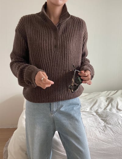 N15 排釦高領設計針織衣（3colors）2