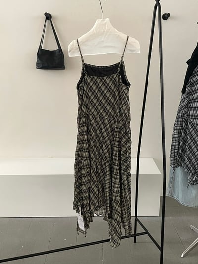 Gz82 不規則格紋細肩ops（2colors）17