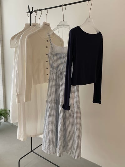 Gz81 藍格紋收腰連身裙+外套10