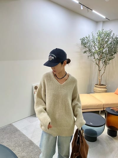 N20柔軟寬鬆V領毛衣（4 colors）8