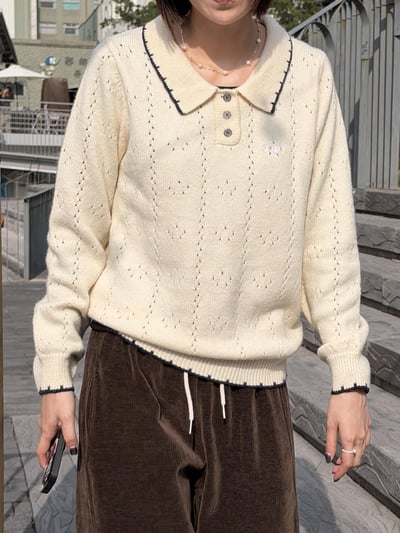 Gz27 甜美刺繡鏤空設計毛衣2