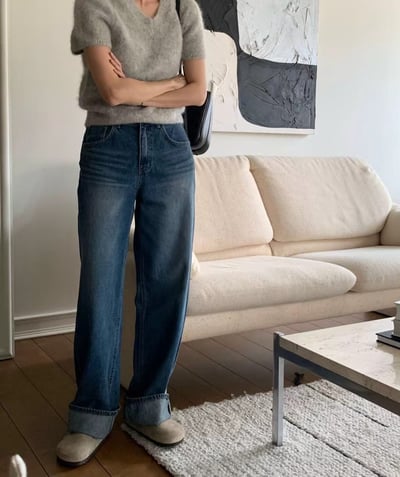 f11 大反摺直筒牛仔褲S/M（2colors）16