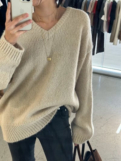 N20柔軟寬鬆V領毛衣（4 colors）5