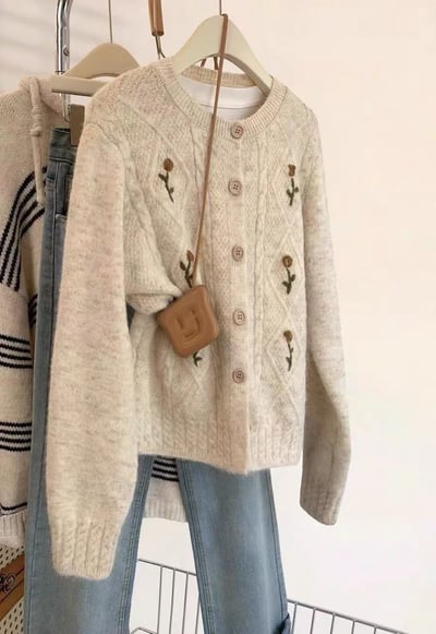 Gz40溫柔小花針織外套（2colors）1