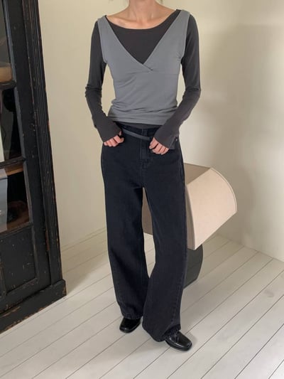 s14 時髦撞色兩件式上衣（3colors）7