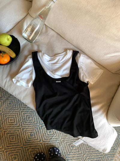 Gz72 韓系疊穿兩件式上衣（3colors）10