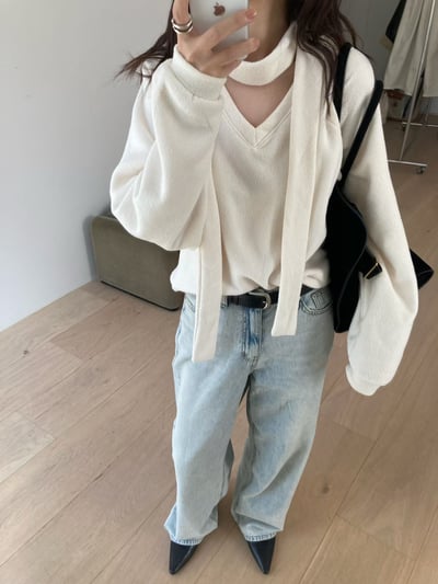 N24 v領毛衣附小圍巾（3colors）7